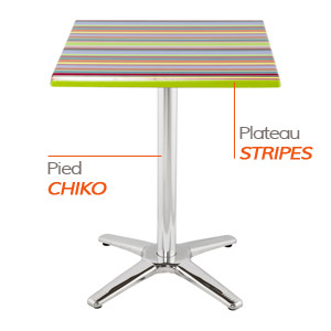 CHIKO tafelvoet en STRIPES tafelblad - Tafel Alterego